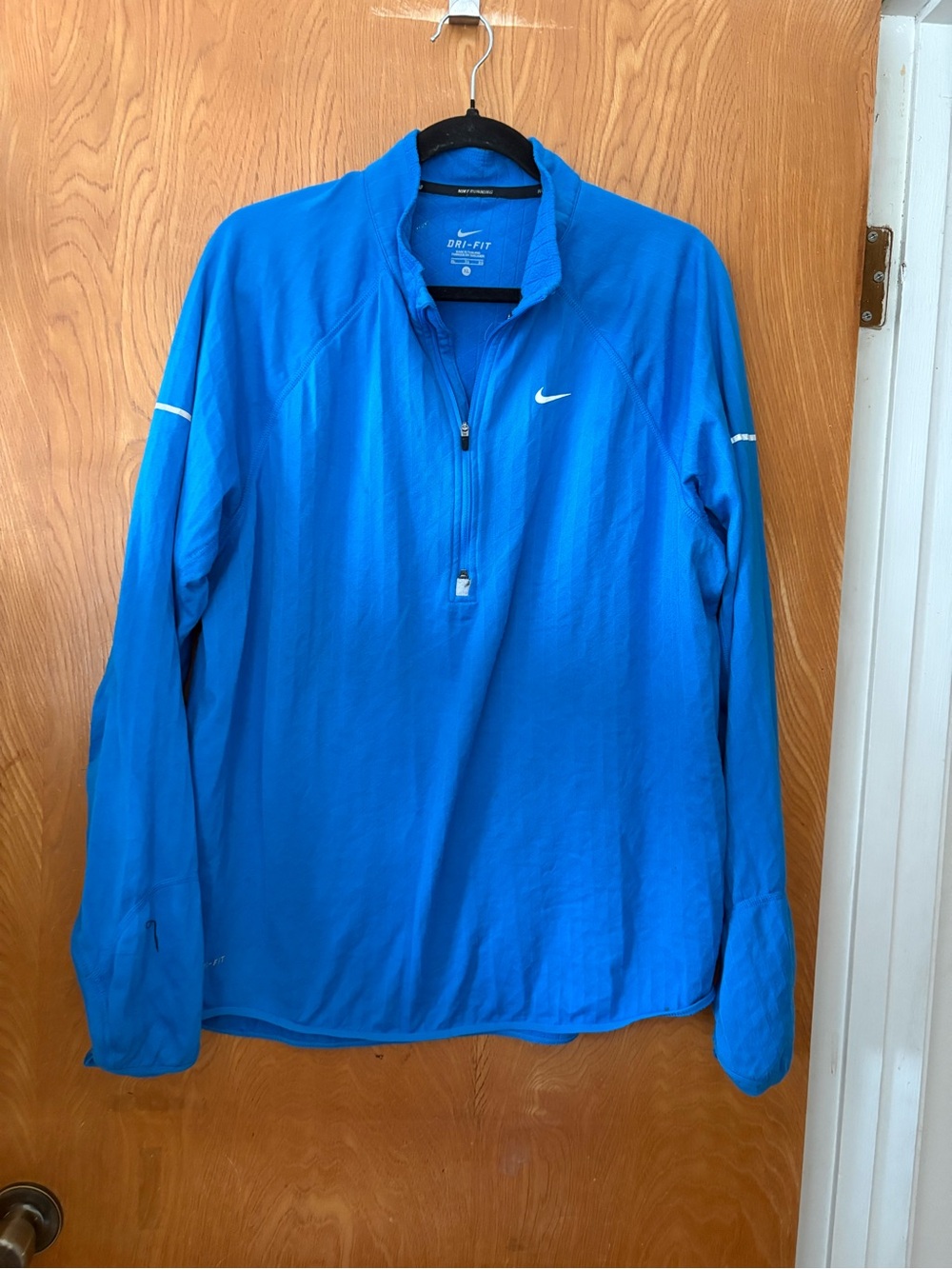 Nike Bright Blue Dri-FIT Quarter-Zip lined Performance pull over Jacket XL